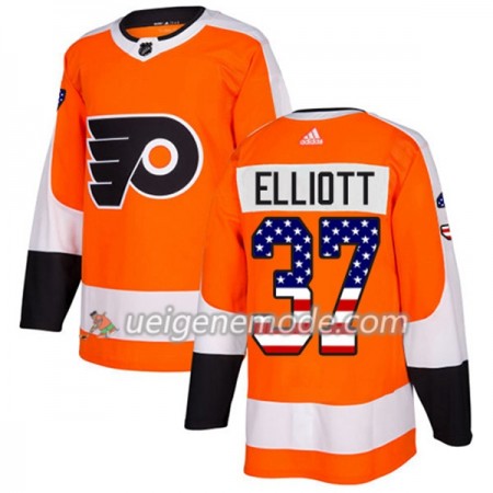 Herren Eishockey Philadelphia Flyers Trikot Brian Elliott 37 Adidas 2017-2018 Orange USA Flag Fashion Authentic
